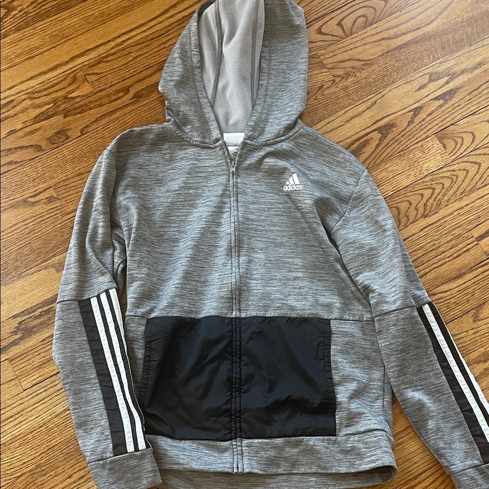 Adidas Kids Gray Jacket with Black Accents XL 14/16